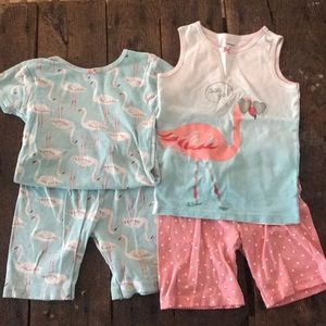 Pink flamingo PJ Shorts and Tee sets Size 6